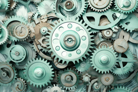 Steampunk background. Cogwheels and gears. Toned.の素材