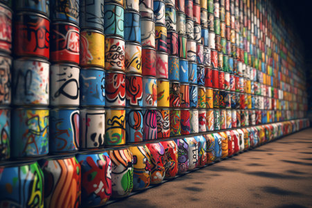 Generative AI Aluminum Cans in factory warehouseの素材