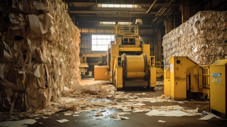 Generative AI Johannesburg, South Africa - February 28, 2017: Toilet paper factory on an assembly lineの素材