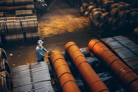 Generative AI The worker grinding metal in manufacturing plantの素材