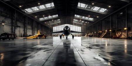 Generative AI the aircraft in the hangarの素材