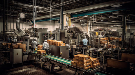 Generative AI Automated line for manufacturing of cardboard boxes for sour creamの素材