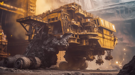 Coal mining in a coal mine. Heavy industry. 3d renderingの素材