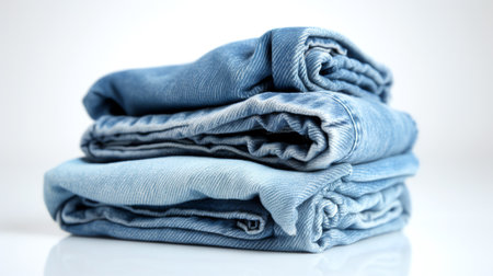 Generative AI Creative concept of clothing recycling. Ecological and sustainable denim. Zero and fabric waste. High quality photoの素材