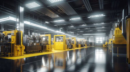 Generative AI Factory workshop interior and machinesの素材