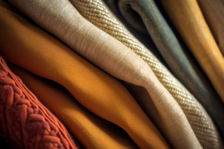 Generative AI a closeup woven thick coat clothes fabric covering textile luxurious comfortable sewing studio manufacturing cloth pile background winter warm scarfの素材