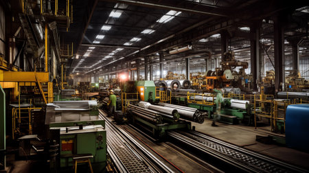 Generative AI Machine shop of metallurgical works indoors roomの素材