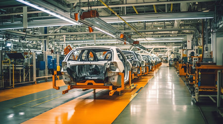 Generative AI Car seat installation line in a car manufacturing plantの素材