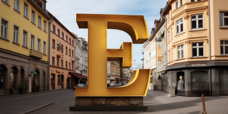 Generative AI Flensburg, Germany - February 18, 2022: Sign on the facade of a building of the German automotive and arms manufacturer, Rheinmetall Defence in Flensburg.の素材