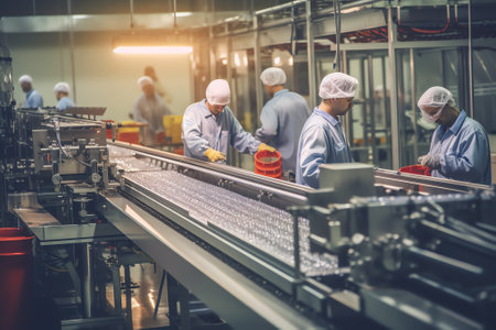 Generative AI Almaty, Kazakhstan - 03.05.2019 : Workers prepare food in the production of semi-finished products.の素材