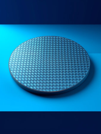 Generative AI patterned silicon wafers in a universal pod. Electronic circuit designs have been built onto the wafers using micromaching including photolithographyの素材