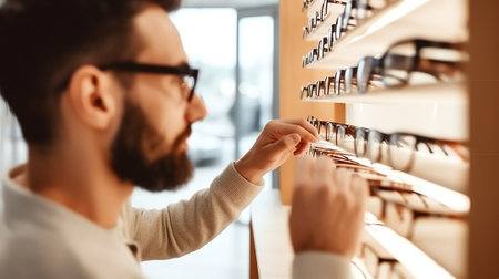 Generative AI Young professional optometrist is working with lens in optical workshop using special tools and equipment. Vision conceptの素材