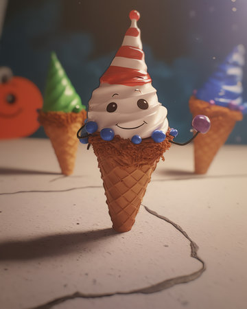 Generative AI cone ice cream productionの素材