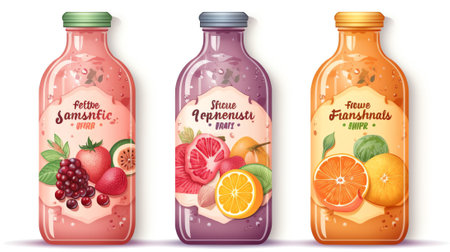 Generative AI Filling bottles with juiceの素材