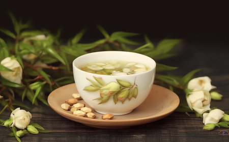Generative AI Herbal tea manufacture mixing and preparing tea for saleの素材