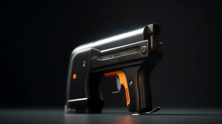 Generative AI Stapling elastic band with a yellow pneumatic stapler. Furniture manufacture shot. Selective focusの素材