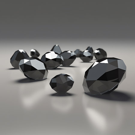 Generative AI Polished diamonds of different cuts and sizes on light background with copy space top view.の素材