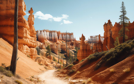 Scenic view of rock formations from Queens Garden Trail, Bryce Canyon National Park, Utah, USAの素材