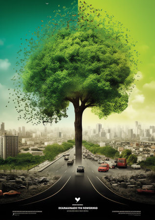 comparing green earth and effect of air pollution from human action, glbal warming concept, green trの素材