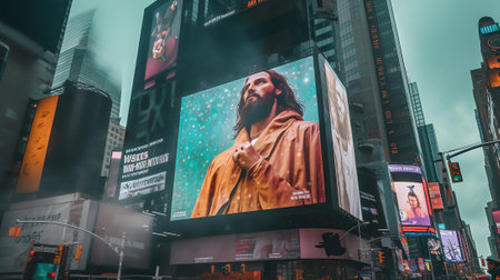 NEW YORK CITY -MARCH 25: Times Square, featured with Broadway Theaters and animated LED signs, is aの素材