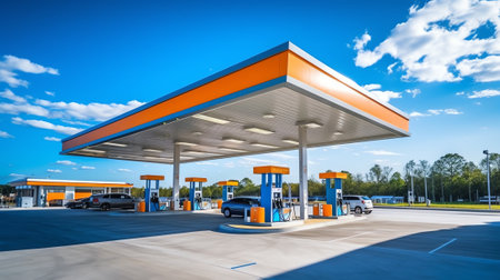 Providence, Rhode Island, USA, May 7, 2023: gas prices at the gas station symbolize inflation and thの素材
