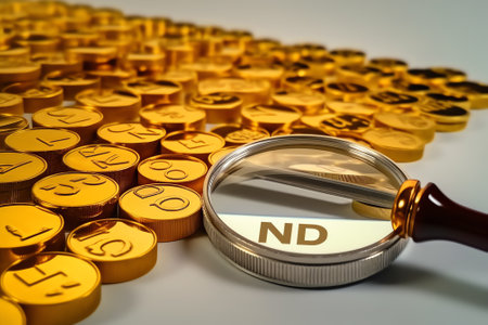 Yale School of Management.Magnifying glass showing the words.Background of banknotes and coins.basicの素材