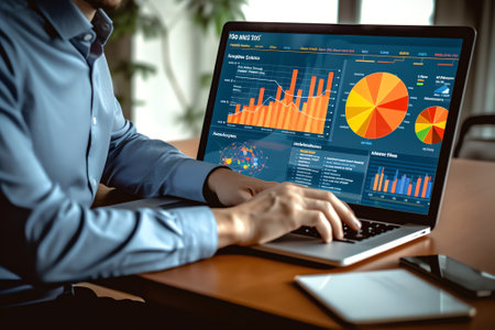 Business analytic with tablet pc and laptop computerの素材