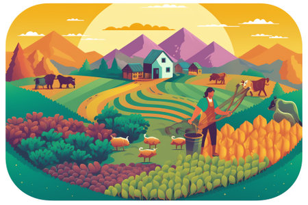 Regenerative agriculture abstract concept vector illustration. Conservation and rehabilitation farmiの素材