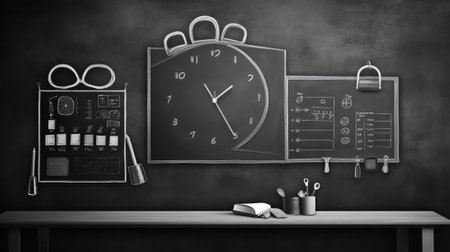 Success flow chart concept made with white chalk on blackboardの素材
