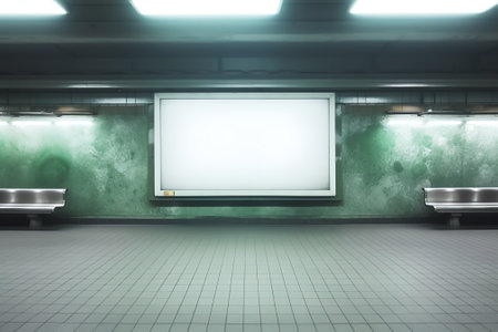 Mockup image of Blank billboard white screen posters and led in the subway station for advertisingの素材