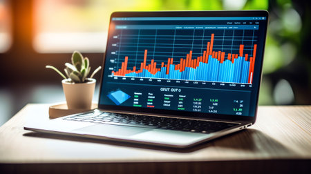 Online Business Analytics And KPI Dashboard On Laptopの素材