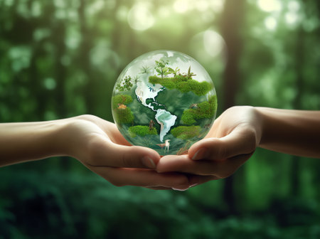 Environmental biodiversity in ecosystem, World forestry day concept with bio diversity in species ofの素材