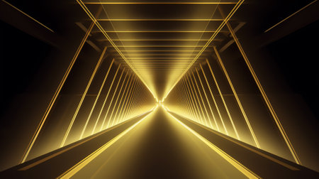 tunnel of lights in the dark radial golden lines for signs corporate, advertisement business, socialの素材
