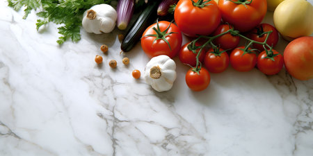 Vegetables on modern kitchen worktopの素材