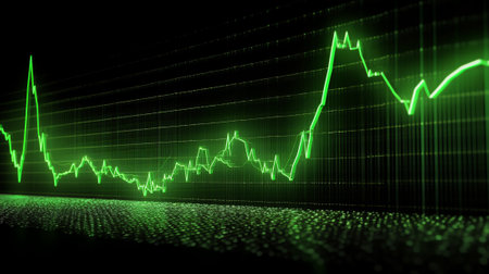 3D Illustration for financial and business backgrounds with  stock market tickers sliding on tradingの素材