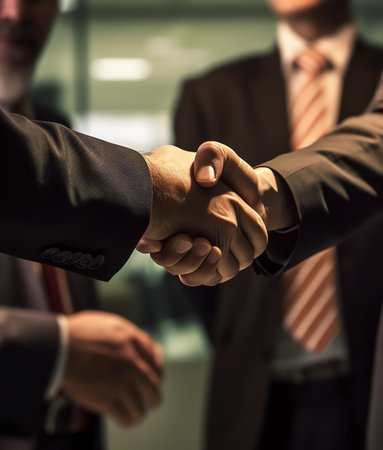 Business people shaking hands, finishing up a meetingの素材