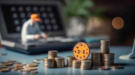 Businessman rebalancing diversification investment on 3D pie graph. Financial allocation investmentの素材