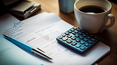 Business concept. text on notepad page near coffee cup. on the work table - high yield bondsの素材