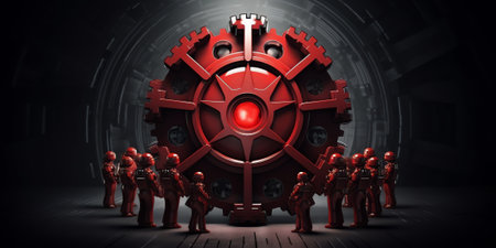 Business training group organization as a team of students learning from a mentor in red sharing a cの素材