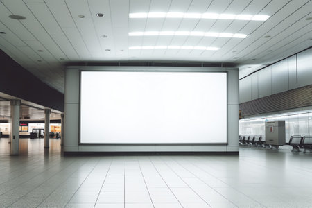 Blank billboard posters in the airport,Empty advertising billboard at aerodromeの素材