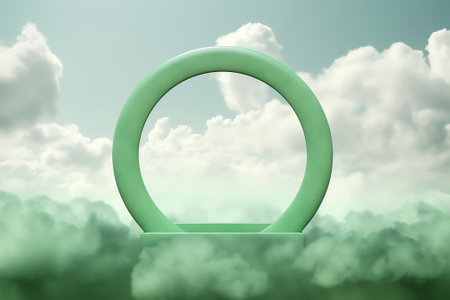 Green color transportation sign with word asset allocation on blue sky with white cloud backgroundの素材