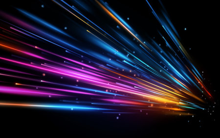 Blue light streak, fiber optic, speed line, futuristic background for 5g or 6g technology wireless dの素材