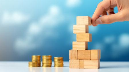 Finance and Economy Concept. Budget 2023 text on wooden blocks backgroundの素材