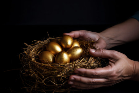 Golden nest egg concept for retirement savingsの素材