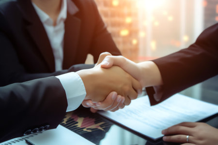 Negotiating business, deal, agreement, collaboration, merger and acquisition. Business communicationの素材