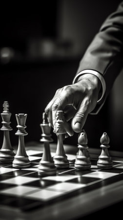 chess man over business chart admonish to strategic behaviorの素材