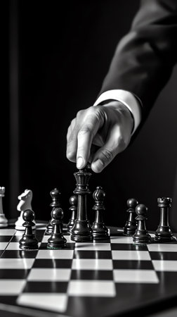 chess man over business chart admonish to strategic behaviorの素材