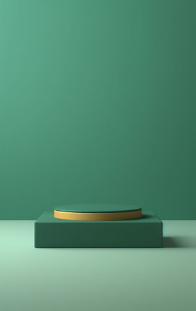 Minimal abstract background for branding and product presentation. Green podium, abstract subtle cirの素材