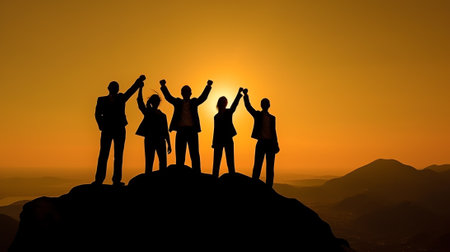 Silhouette team business helps to systematically patience hard work and the pressure to reach the fiの素材