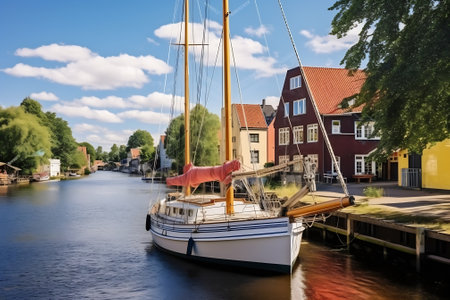 July 7, 2020: Germany, Saxony-Anhalt, Worlitz, Gasthaus Zum Eichenkrankt, garden kingdom, Unesco Worの素材